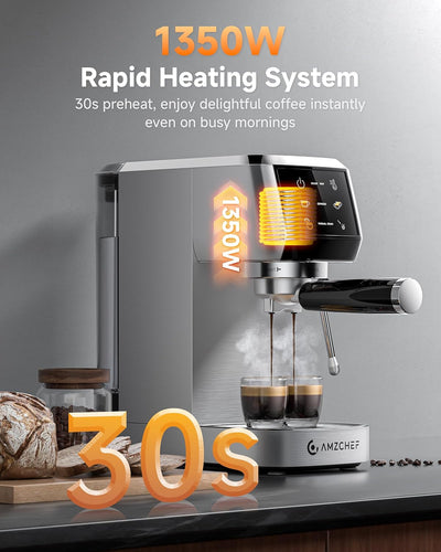 AMZCHEF 20 Bar Professional Espresso Machine with Milk Frother