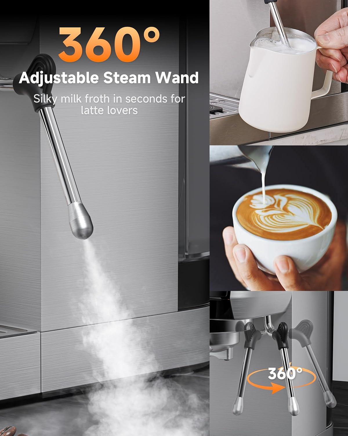AMZCHEF 20 Bar Professional Espresso Machine with Milk Frother