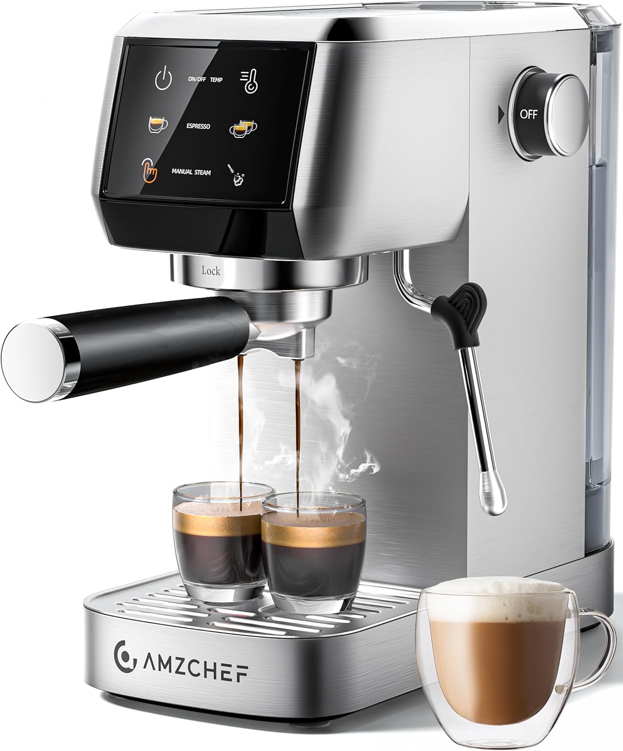 AMZCHEF 20 Bar Professional Espresso Machine with Milk Frother