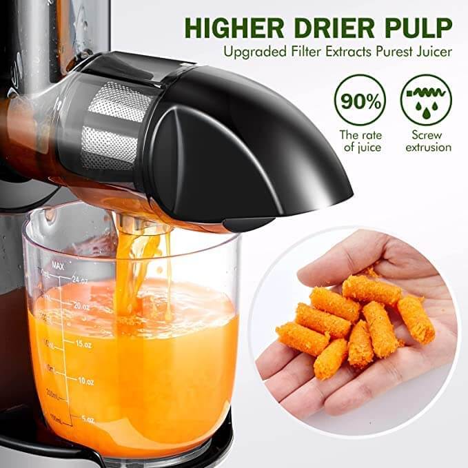 Slow Masticating Juicer AMZCHEF Cold Press Juicer Professional Machine ZM1501 Grey Mini